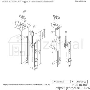 Olda 33 HZA30F T2 automatische kantschuif type 33 HZA type 2 doornmaat 30 mm staal verzinkt voor stalen-aluminium deuren - L30205046 - afbeelding 2