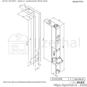 Olda 34 HZA T2 automatische kantschuif type 34 HZA type 2 staal verzinkt voor stalen-aluminium-houten deuren - L30205048 - afbeelding 2