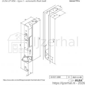 Olda 37 HZA T1 automatische kantschuif type 37 HZA type 1 hold close functie staal verzinkt voor stalen-aluminium-houten deuren - L30205049 - afbeelding 2
