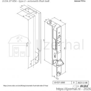 Olda 37 HZA T2 automatische kantschuif type 37 HZA type 2 hold close functie staal verzinkt voor stalen-aluminium-houten deuren - L30205050 - afbeelding 2