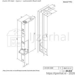 Olda 39 HZA T1 automatische kantschuif type 39 HZA type 1 smal 16 mm staal verzinkt voor stalen-aluminium-houten deuren - L30205051 - afbeelding 2