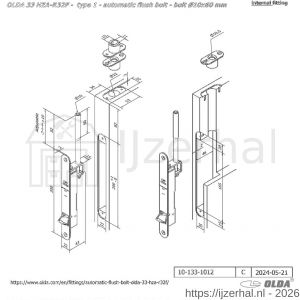 Olda 33 HZAR10F T1 automatische kantschuif type 33 HZAR type 1 schoot diameter 10 mm lengte 60 mm staal verzinkt voor stalen-aluminium-houten deuren - L30205023 - afbeelding 2