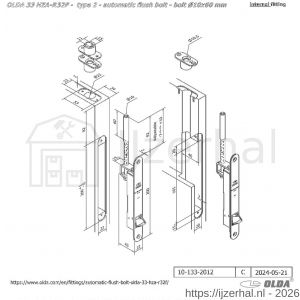 Olda 33 HZAR10F T2 automatische kantschuif type 33 HZAR type 2 schoot diameter 10 mm lengte 60 mm staal verzinkt voor stalen-aluminium-houten deuren - L30205024 - afbeelding 2