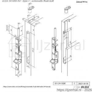 Olda 34 HZA DS T1 automatische kantschuif type 34 HZA type 1 schoot diameter 8mm lengte 50 mm staal verzinkt voor stalen-aluminium-houten deuren - L30205053 - afbeelding 2