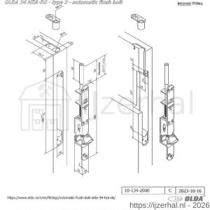 Olda 34 HZA DS T2 automatische kantschuif type 34 HZA DIN R schoot diameter 8mm lengte 50 mm staal verzinkt voor stalen-aluminium-houten deuren - L30205054 - afbeelding 2