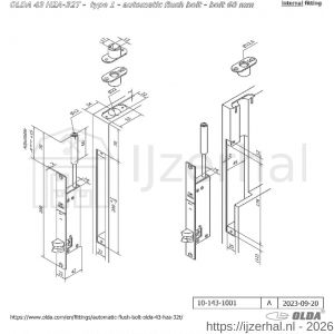 Olda 43 HZA32T T1 automatische kantschuif type 43 HZA type 1 doornmaat 32 mm staal verzinkt voor stalen-aluminium deuren - L30205055 - afbeelding 2