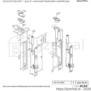 Olda 43 HZA32T T2 automatische kantschuif type 43 HZA type 2 doornmaat 32 mm staal verzinkt voor stalen-aluminium deuren - L30205056 - afbeelding 2