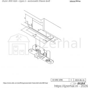 Olda 600 HZA T1 automatische kantschuif type 600 HZA type 1 deurkozijn model 136 mm staal verzinkt voor stalen-aluminium deuren - L30205059 - afbeelding 2