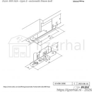 Olda 600 HZA T2 automatische kantschuif type 600 HZA type 2 deurkozijn model 136 mm staal verzinkt voor stalen-aluminium deuren - L30205060 - afbeelding 2
