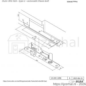 Olda 602 HZA T1 automatische kantschuif type 600 HZA type 1 deurkozijn model 200 mm staal verzinkt voor stalen-aluminium deuren - L30205061 - afbeelding 2