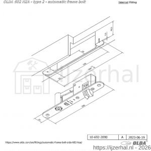 Olda 602 HZA T2 automatische kantschuif type 600 HZA type 2 deurkozijn model 200 mm staal verzinkt voor stalen-aluminium deuren - L30205062 - afbeelding 2