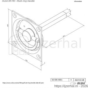 Olda 85 PM schuifdeur inbouwgreep type 85 PM staal verzinkt - L30205111 - afbeelding 2