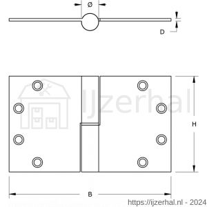 Dulimex DX H178150892125 kogelstiftpaumelle rechte hoeken 89x150 mm rechts staal verzinkt SKG*** - L30204884 - afbeelding 2