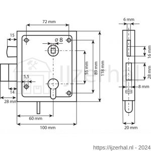 Dulimex DX UKS PZ 55/65B poortslot met hefschoot links en rechts bruikbaar doornmaat 60 mm voor profielcilinder zwart kunststof deurkrukgarnituur met schild sluitplaat staal verzinkt - L30204077 - afbeelding 2