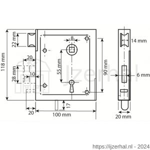 Dulimex DX UKS DS BB poortslot met dagschoot links en rechts bruikbaar doornmaat 60 mm deurkrukgarnituur met schild sluitplaat 2 bonte baardsleutels staal verzinkt - L30202010 - afbeelding 2