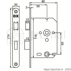 Dulimex DX WBS-50-WBSS WC-badkamerslot doornmaat 50 mm ronde voorplaat RVS inclusief rechthoekige sluitplaat - L30201991 - afbeelding 2