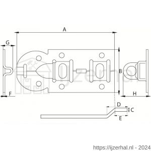 Dulimex DX ZGB 180BV hangslotrolschuif 80x180 mm schootdikte 5 mm met bocht staal verzinkt - L30202579 - afbeelding 2