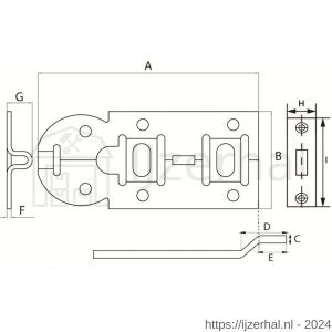 Dulimex DX ZRB 120BV rolschuif 56x120 mm schootdikte 5 mm met bocht staal verzinkt - L30203966 - afbeelding 2