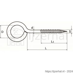 Dulimex DX 391-1204E schroefoog houtdraad 2.20x12x4 mm verzinkt - L30200758 - afbeelding 2