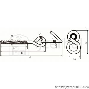 Dulimex DX 376-180 bevestigingshaak met S-haak en kunststof bus houtschroefdraad 180 x diameter 10,6 mm verzinkt - L30200558 - afbeelding 2