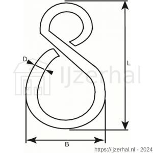 Dulimex DX 205-32M gesloten S-haak 2.0 mm 32x17 mm messing - L30201334 - afbeelding 2