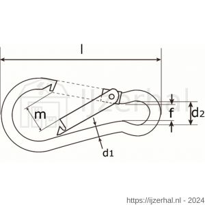 Dulimex DX KRH.0905-ZB karabijnhaak 50x5 mm verzinkt 2 stuks op kaart - L30203295 - afbeelding 2