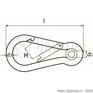 Dulimex DX 2450-08I karabijnhaak met kous C-DIN 5299 80x8 mm RVS AISI 316 - L30200491 - afbeelding 2