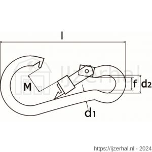 Dulimex DX KRS.4208-ZB karabijnhaak met schroef 80x8 mm RVS AISI 316 1 stuk op kaart - L30203301 - afbeelding 2