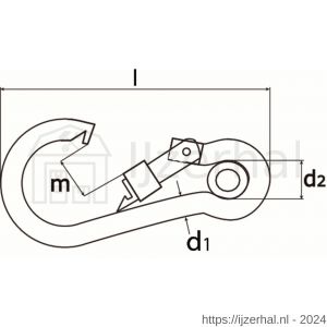 Dulimex DX 249-07I karabijnhaak met kous en schroef 70x7 mm RVS AISI 316 - L30200496 - afbeelding 2