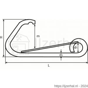 Dulimex DX 242-081I karabijnhaak asymmetrisch 81 mm RVS AISI 316 - L30200422 - afbeelding 2