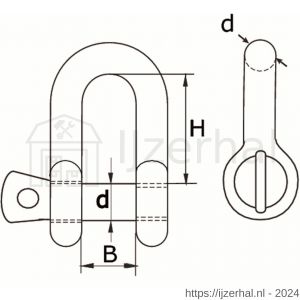 Dulimex BX 910-10ILF D-sluiting lang model 10 mm RVS AISI 316 - L30200222 - afbeelding 2