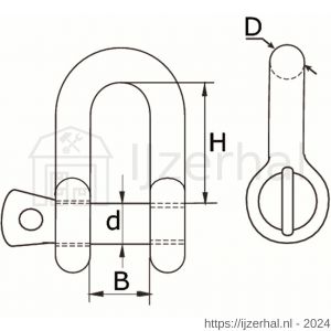 Dulimex DX 550-05E D-sluiting borstbout DIN 82101 WLL 160 kg beugel 6 mm pin 6 mm verzinkt - L30200241 - afbeelding 2