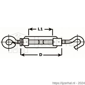 Dulimex DX 800-10A spanschroef handelsuitvoering haak-oog 10x120 mm verzinkt - L30203865 - afbeelding 2