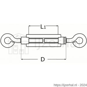 Dulimex DX 930-16IB spanschroef handelsuitvoering oog-oog 16x250 mm RVS AISI 316 - L30201152 - afbeelding 2