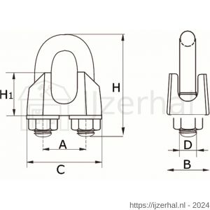 Dulimex DX 920-12I staaldraadklem type 741 12-13 mm RVS AISI 316 - L30201000 - afbeelding 2