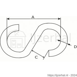 Dulimex DX SHAK 6 IZL S-haak 6 mm RVS AISI 316 per stuk gelabeld - L30201347 - afbeelding 2