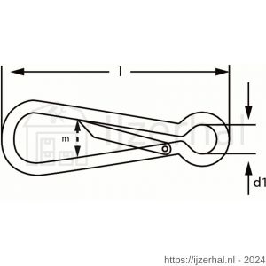 Dulimex DX 125-040N simplexhaak DIN 5287 40 mm vernikkeld - L30200509 - afbeelding 2