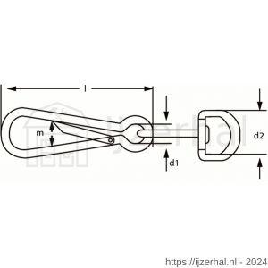 Dulimex DX 125-100W simplexhaak met wervel DIN 5287 100 mm vernikkeld - L30200517 - afbeelding 2