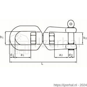 Dulimex DX 356-08I wervel oog-gaffel 8 mm RVS AISI 316 - L30200791 - afbeelding 2