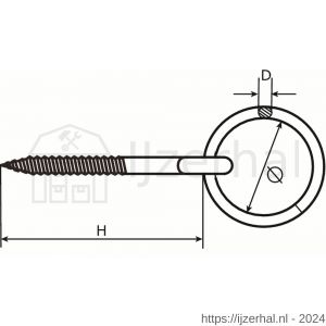 Dulimex DX 596-12120I aanlegring 12x120 mm houtdraad RVS AISI 316 - L30200848 - afbeelding 2