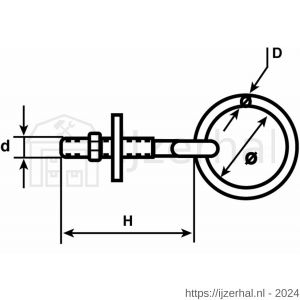 Dulimex DX RBM.4206-ZB aanlegring met moer 6x50 mm RVS 316 1 stuk op kaart - L30203327 - afbeelding 2