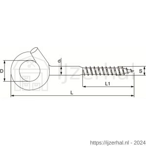 Dulimex DX 370-09E bevestigingshaak met houtschroefdraad 145 x diameter 8.8 mm verzinkt - L30200552 - afbeelding 2