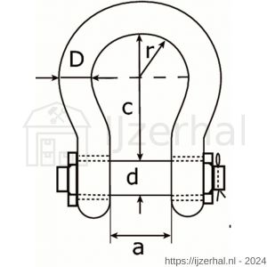 Dulimex DX 560-650BP Black Pin harpsluiting moerbout WLL 6500 KG beugel 22 mm pin 25 mm thermisch verzinkt - L30200288 - afbeelding 2