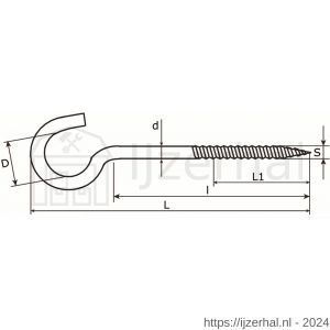 Dulimex DX 397-080E schroefhaak houtdraad 4.40x50/80 mm verzinkt - L30200713 - afbeelding 2