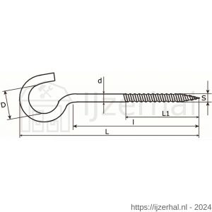 Dulimex DX 399-120E schroefhaak houtdraad 4.40x95/120 mm met kleine haak verzinkt - L30200693 - afbeelding 2