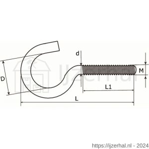 Dulimex DX 396-660E schroefhaak M6x60 mm verzinkt - L30200706 - afbeelding 2