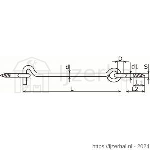 Dulimex DX WHK.09250 windhaak met 2 schroefogen 6.00x250 mm verzinkt per stuk - L30204135 - afbeelding 2