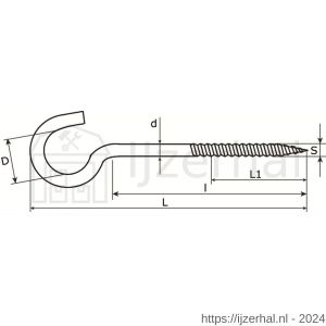 Dulimex DX 399-100I schroefhaak houtdraad 5.25x60/100 mm RVS AISI 304 - L30200703 - afbeelding 2