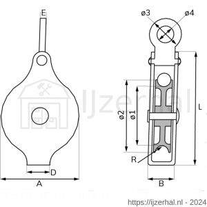 Dulimex DX 950-50E hijskatrol met vast oog polyamide wiel 50 mm elektrolytisch verzinkt per stuk gelabeld - L30204742 - afbeelding 2