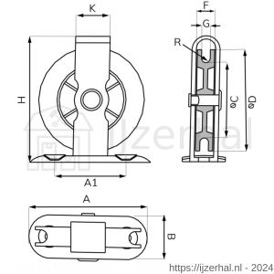 Dulimex DX 954-40E dwarskatrol polyamide wiel 40 mm elektrolytisch verzinkt per stuk gelabeld - L30204747 - afbeelding 2